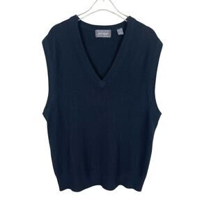 Lord & Taylor 100% Cashmere V-neck Vest Minimalist Quiet Luxury Black Sz Medium